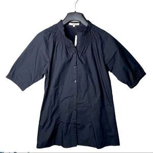 La Made black button down blouse top tunic size medium NWOT